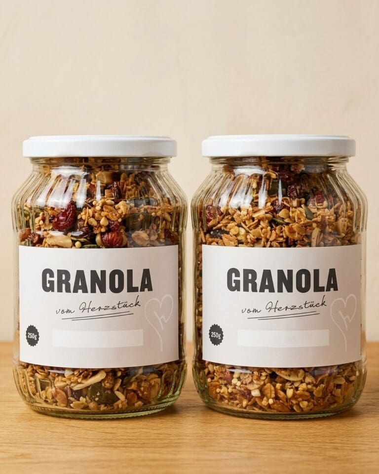 Knusprig geröstetes Nuss-Granola vom Herzstück im edlen Vorratsglas (250g)