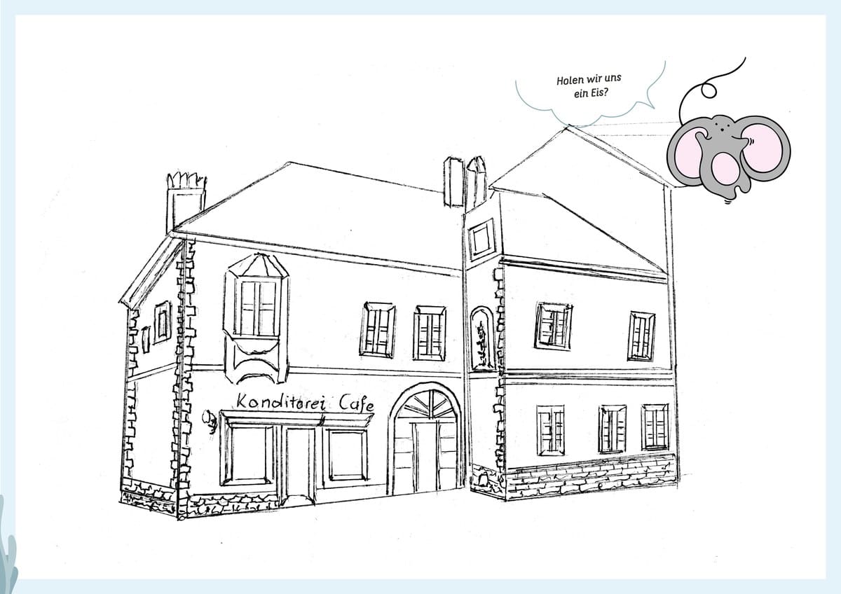 Rechte Seite: Das Haus Hauptplatz 3 – Das Herzstück – Ausmalvorlage